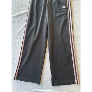 Adidas Retro Black Track Pants With 3 Pink Stripes Womens Size Small